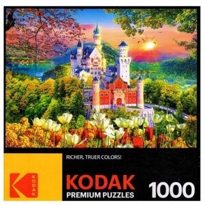 KODAK Jigsaw Puzzle Famous Neuschwanstein Medieval Castle Germany 1000 Piece EUC